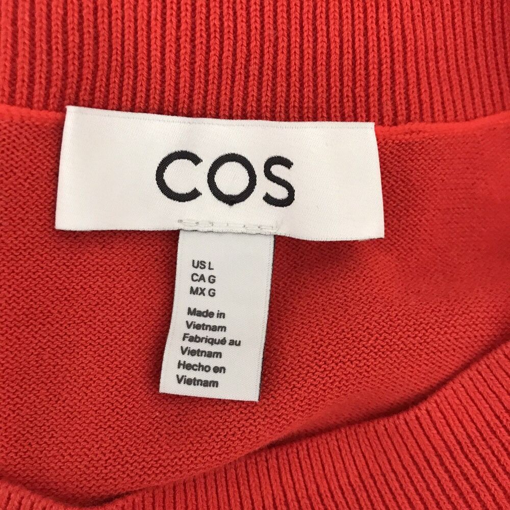 COS Orange Short Sleeve Cotton Bold Minimalist Relaxed Sweater Knit Top M - Picture 6 of 8